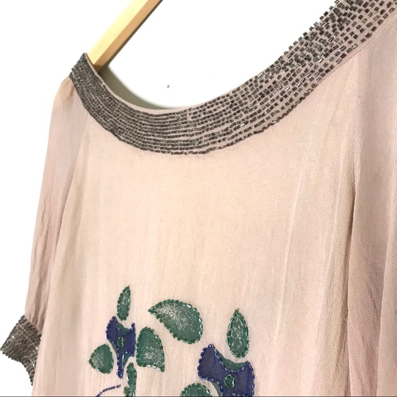 REISS Beaded Top Blouse Cut Out Tie Back Size 6 - Picture 3 of 16